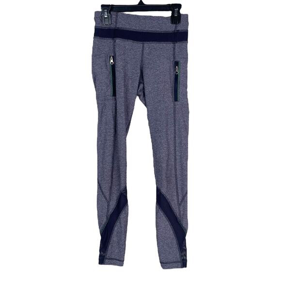 Lululemon Inspire Tight II Heathered Blue Navel Mesh Insert Leggings SZ 2 - Picture 5 of 15